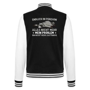 Pension Waschbär Nicht mehr zuständig - College-Sweatjacke - Schwarz/Weiß - Hinten - Marisol (170cm)