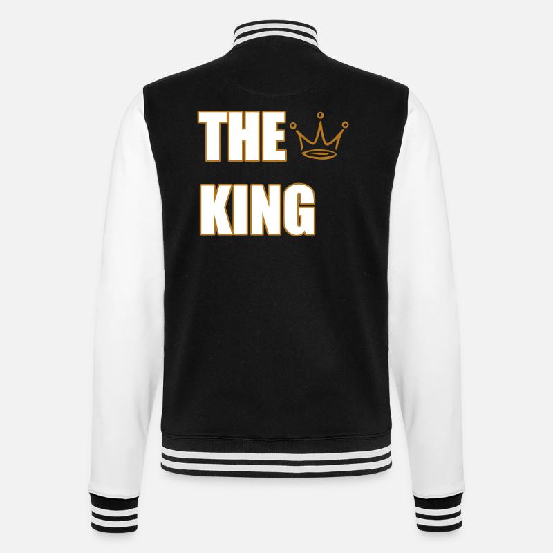 THE KING – Bold Royal Statement Design - College-Sweatjacke - Schwarz/Weiß