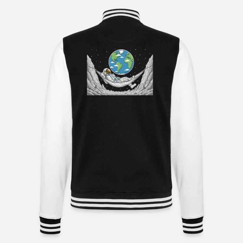 Astronaut Space Hammock Moon Earth Rest - College-Sweatjacke - Schwarz/Weiß