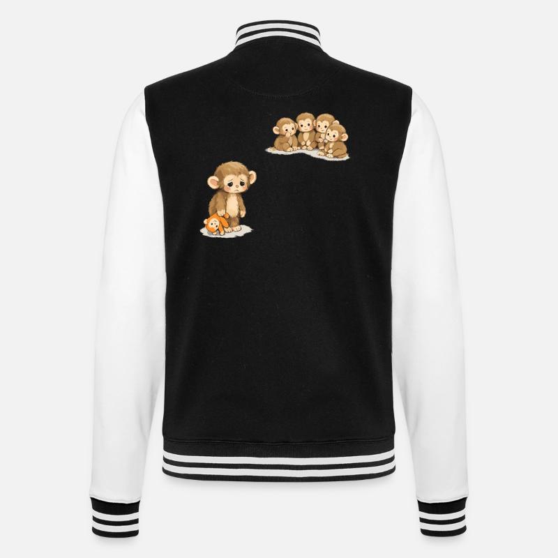 Baby Monkey Punch - Viral Sad Monkey - College Sweat Jacket - black/white