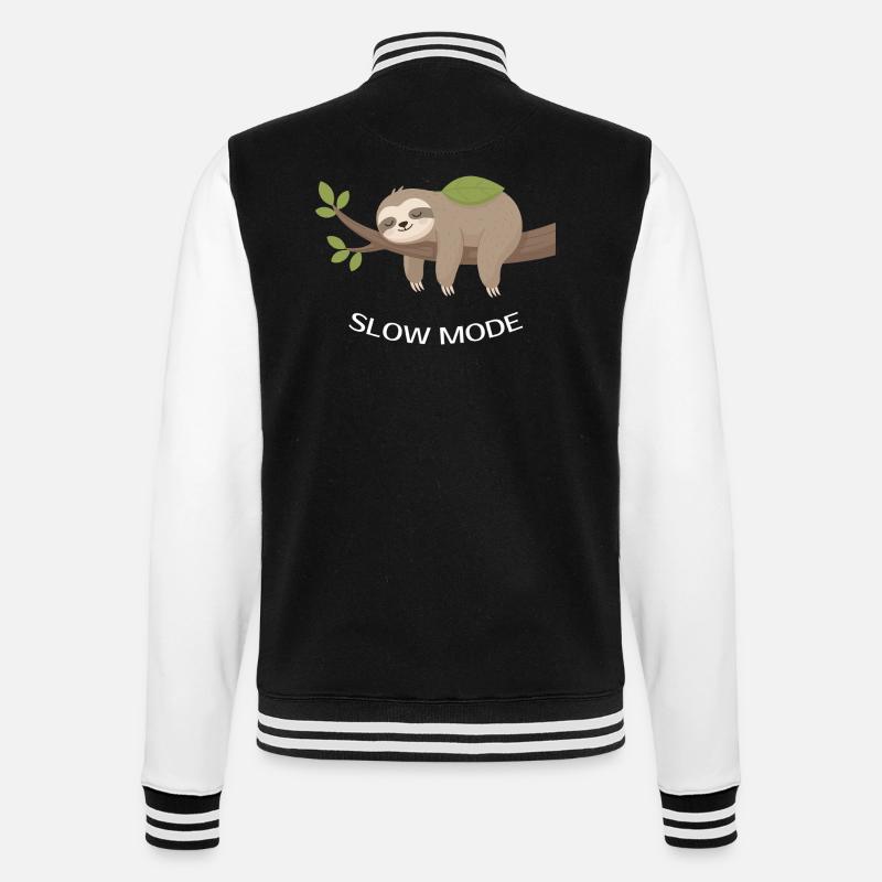 Slow Mode Sloth on Branch - College Sweat Jacket - black/white