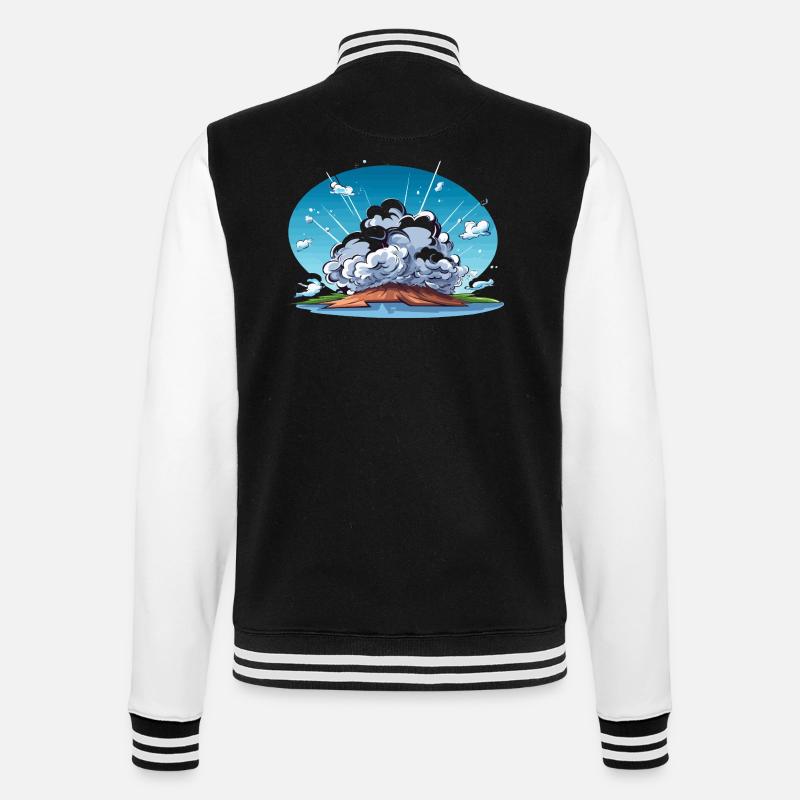 Comic Explosion im Landschaftspanorama - College-Sweatjacke - Schwarz/Weiß
