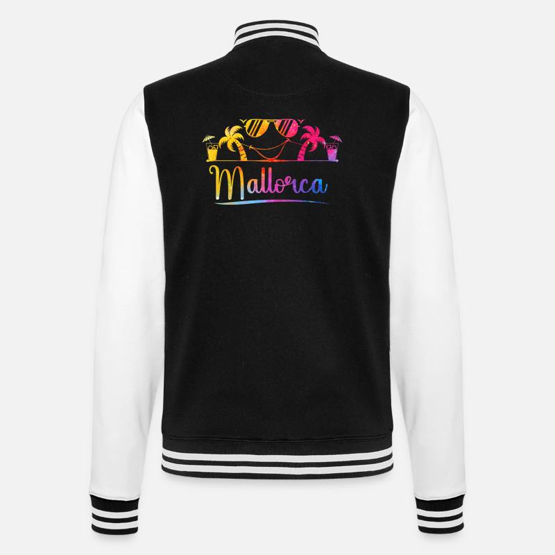 Mallorca Palmen Strand Grafik - College-Sweatjacke - Schwarz/Weiß