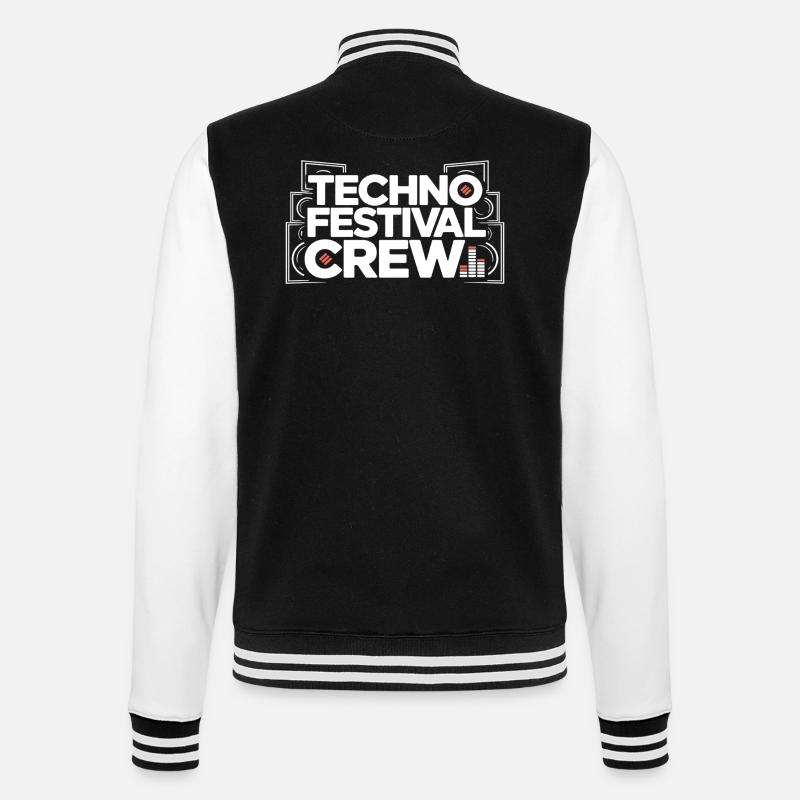 Techno Festival Crew – Techo Party Outfit - College-Sweatjacke - Schwarz/Weiß