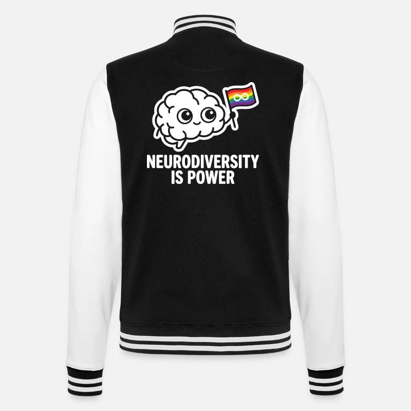 NEURODIVERSITY IS POWER Brain - College Sweat Jacket - black/white