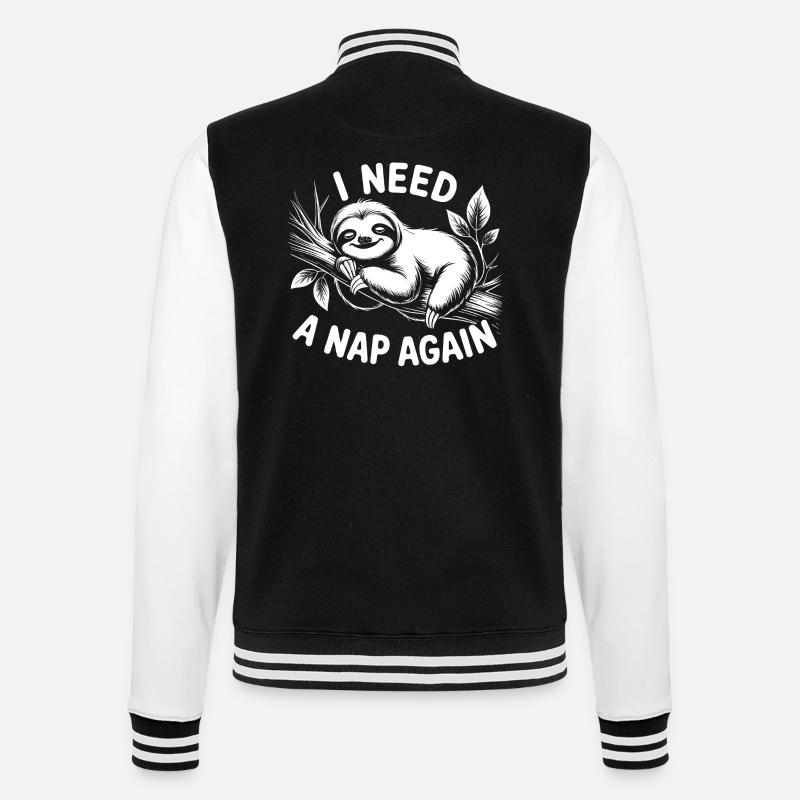 I need a nap - College Sweat Jacket - black/white