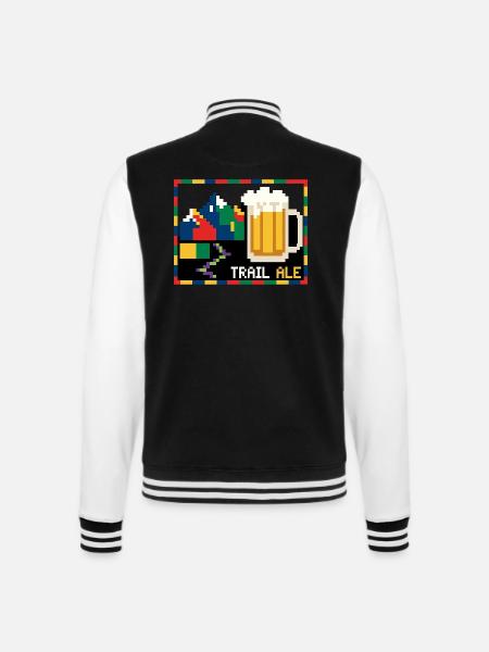 Trail Ale Wandern Bier Pixelart - College-Sweatjacke - Schwarz/Weiß