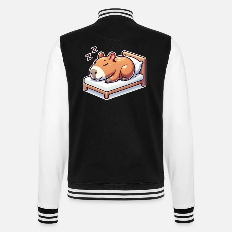 Schlafender Capybara - College-Sweatjacke - Schwarz/Weiß