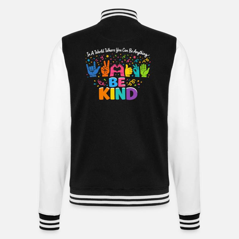 Sei freundlich Gebärdensprache inklusiv - College-Sweatjacke - Schwarz/Weiß