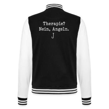 Therapie Nein Angeln Spruch Angelhaken Angler - College-Sweatjacke - Schwarz/Weiß - Hinten - Marisol (170cm)