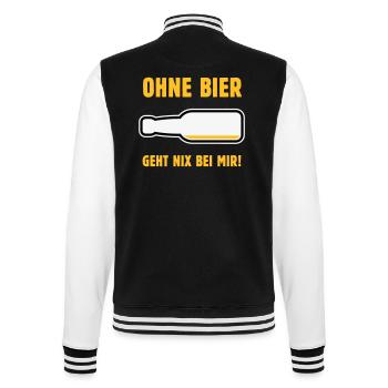 Ohne Bier Geht Nix Bei Mir! (Bierchen / NEG 3C) - College-Sweatjacke - Schwarz/Weiß - Hinten - Marisol (170cm)