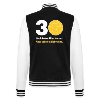 30. Geburtstag Handball – Noch keine Alten Herren - College-Sweatjacke - Schwarz/Weiß - Hinten - Marisol (170cm)
