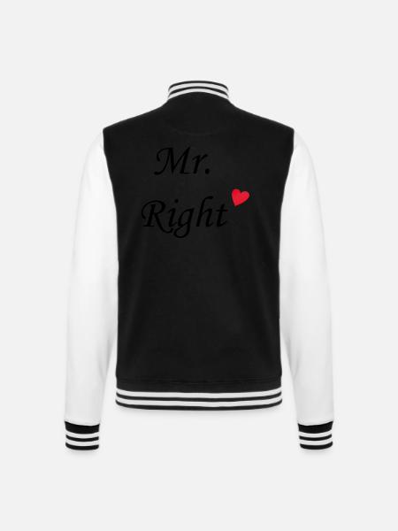 Mr. Right - College-Sweatjacke - Schwarz/Weiß