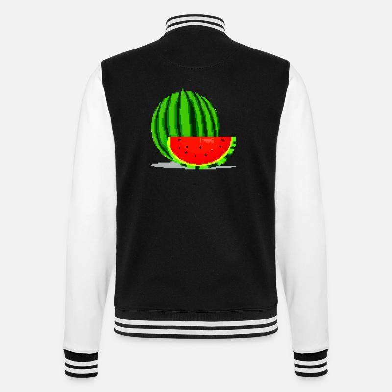 Pixel Art Melone - College-Sweatjacke - Schwarz/Weiß