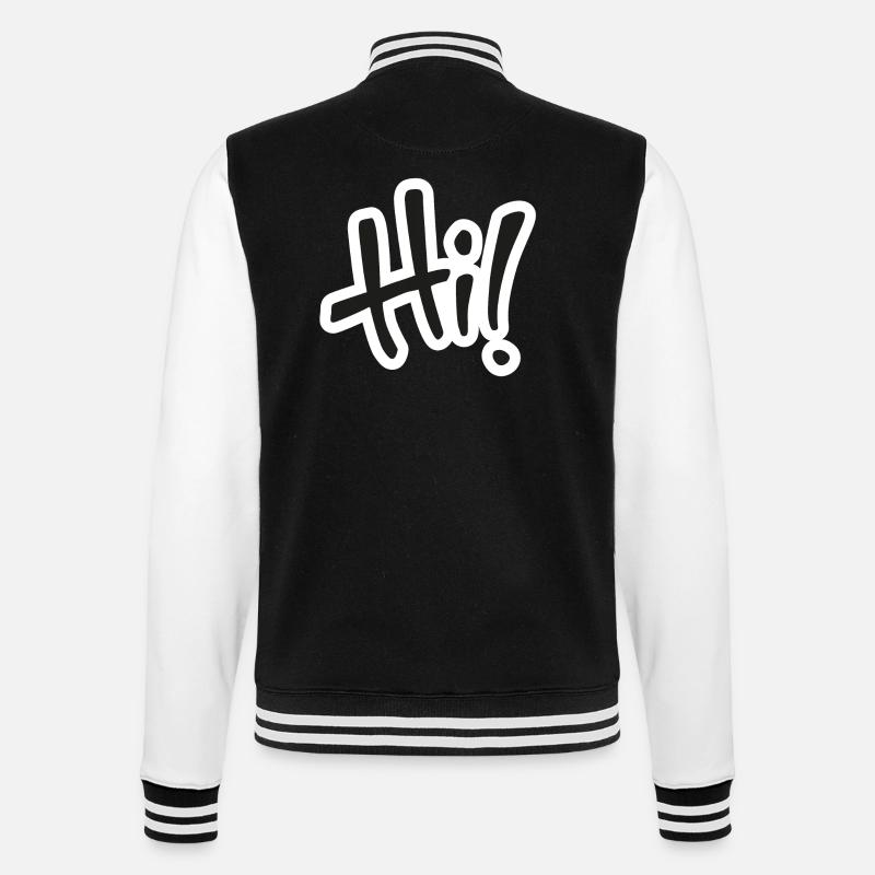 Hallo! Text - College-Sweatjacke - Schwarz/Weiß