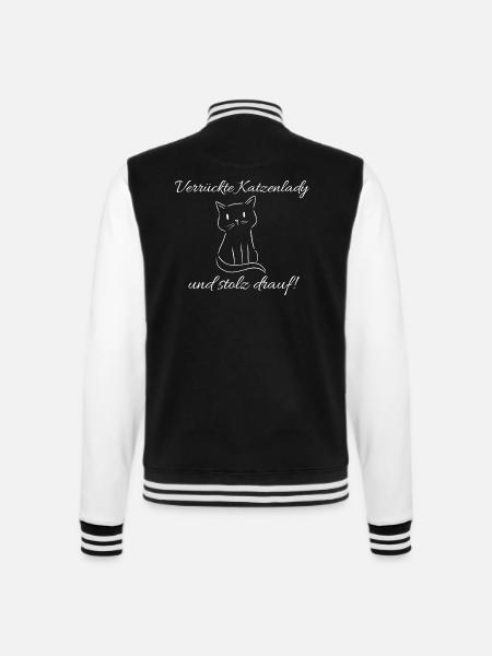 Verrückte Katzenlady - College-Sweatjacke - Schwarz/Weiß