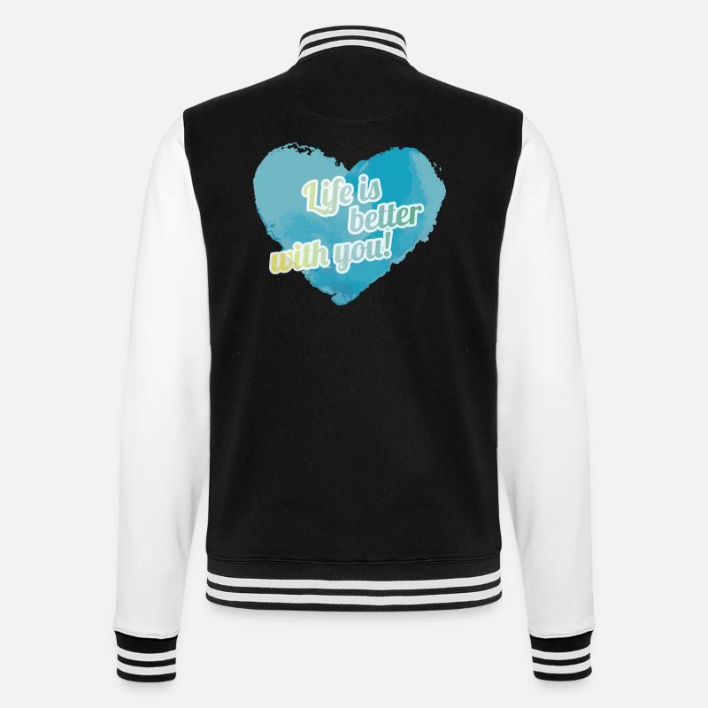 Leben mit dir ist besser - College-Sweatjacke - Schwarz/Weiß