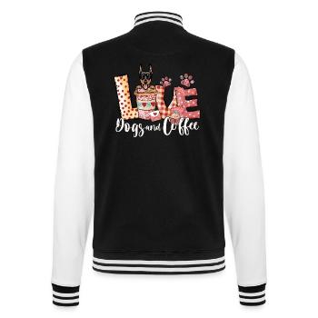 Doberman chien amateur de café Saint-Valentin - Veste Teddy - noir/blanc - Dos - Marisol (170cm)