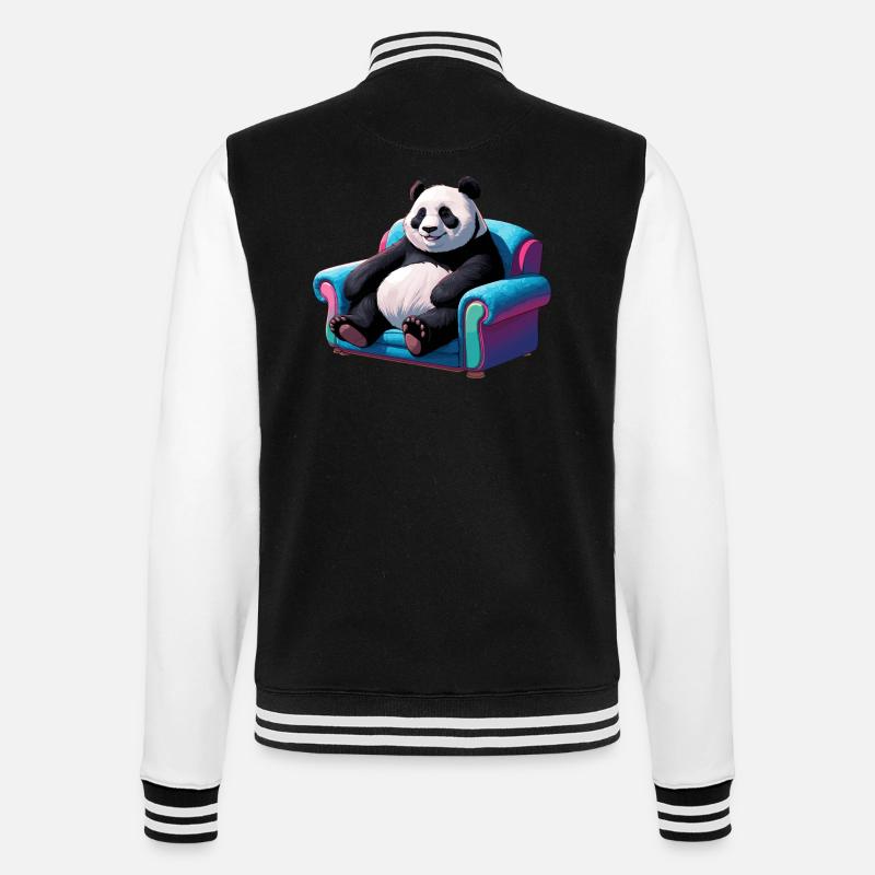 Cool panda on the couch - College Sweat Jacket - black/white