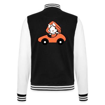 Vogel Dame Frau weiblich Auto fahren Ente Entlein - College-Sweatjacke - Schwarz/Weiß - Hinten - Marisol (170cm)