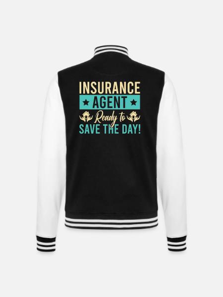 Insurance Agent Save The Day Funny Insurance - College-Sweatjacke - Schwarz/Weiß