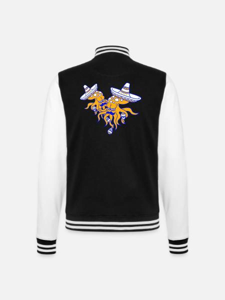 2 Oktopus mexikanische Kultur Hut Musik Band Team - College-Sweatjacke - Schwarz/Weiß