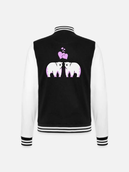 Eisbären verliebt - College-Sweatjacke - Schwarz/Weiß