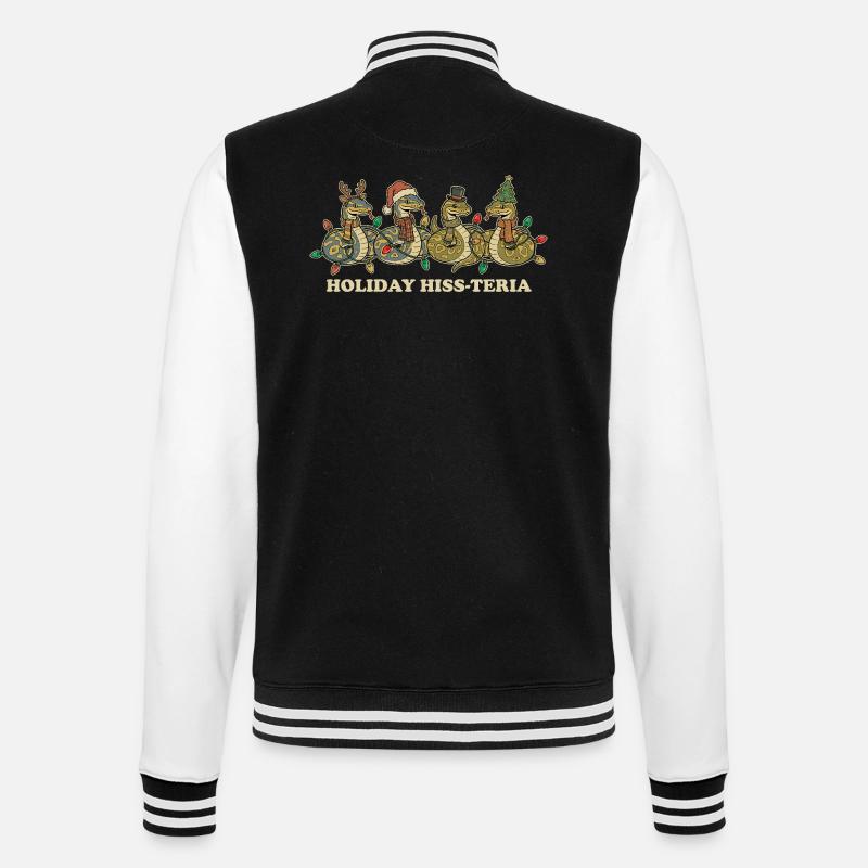 Königspython Weihnachtsbeleuchtung Geschenk - College-Sweatjacke - Schwarz/Weiß