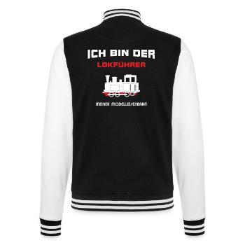 Lokführer Modelleisenbahn - College-Sweatjacke - Schwarz/Weiß - Hinten - Marisol (170cm)