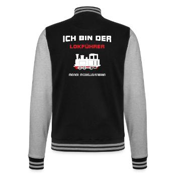 Lokführer Modelleisenbahn - College-Sweatjacke - Schwarz/Grau meliert - Hinten - Marisol (170cm)