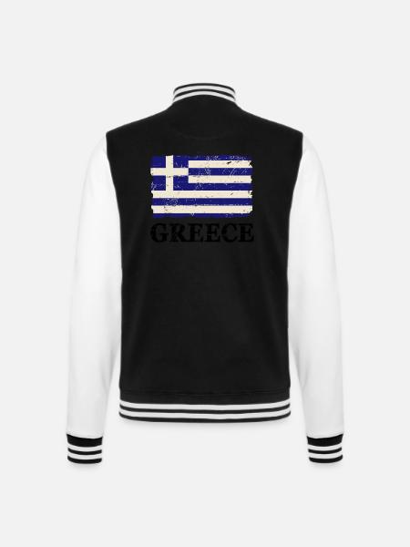 Greece Flag - Griechenland Flagge - College-Sweatjacke - Schwarz/Weiß