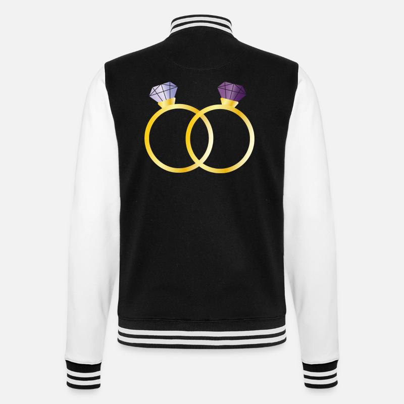 Deux bagues avec diamants violets - Veste Teddy - noir/blanc