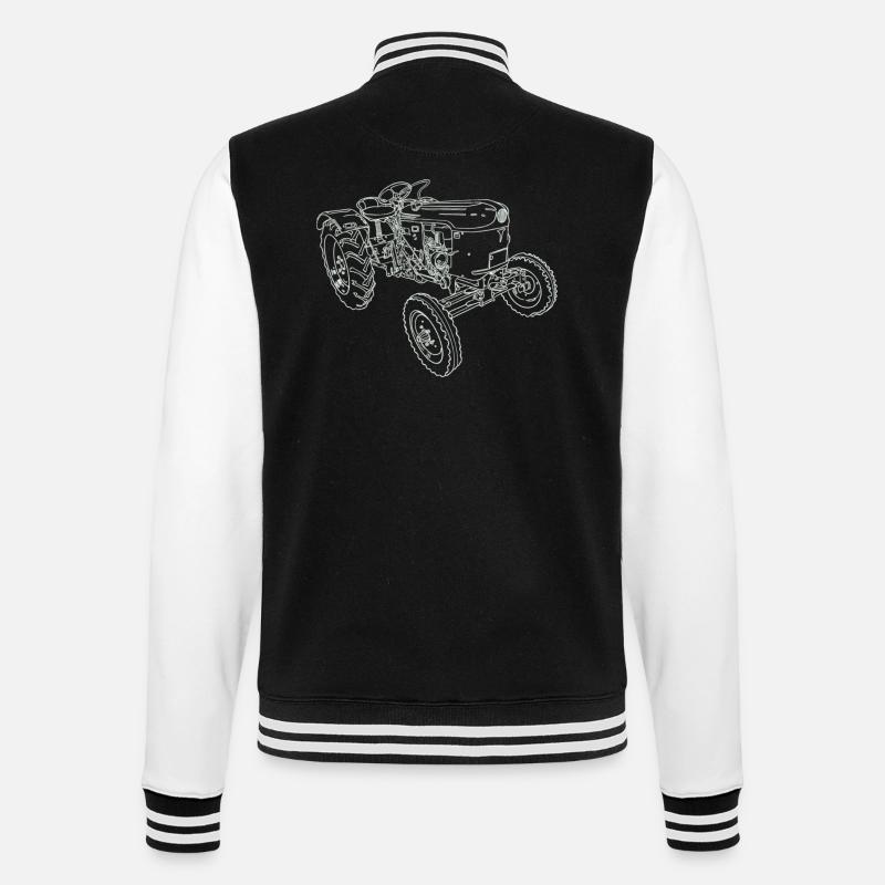 Oldtimer Traktor - College-Sweatjacke - Schwarz/Weiß