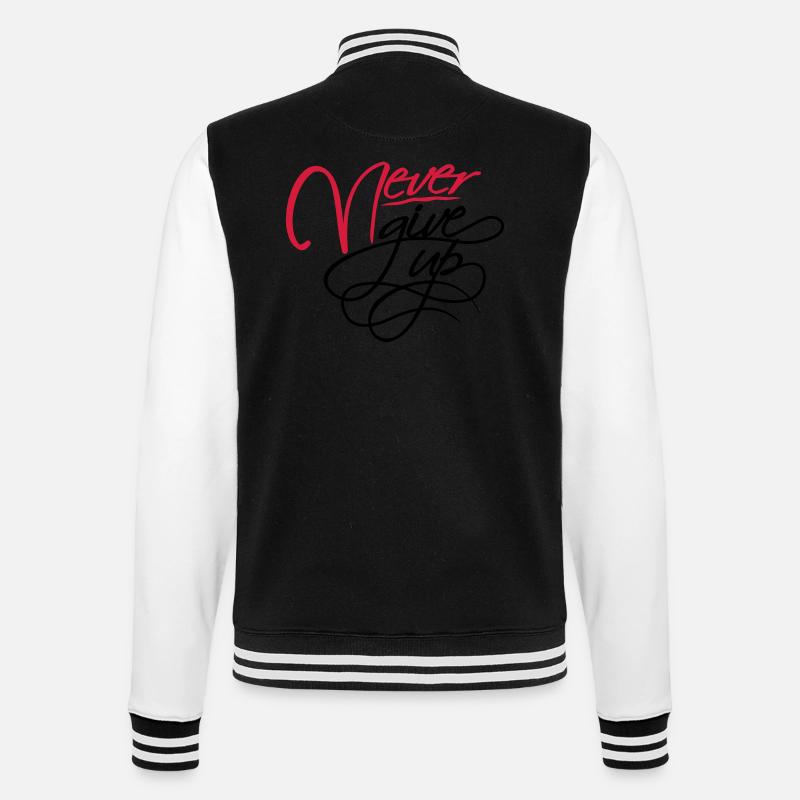 Never give up - College-Sweatjacke - Schwarz/Weiß