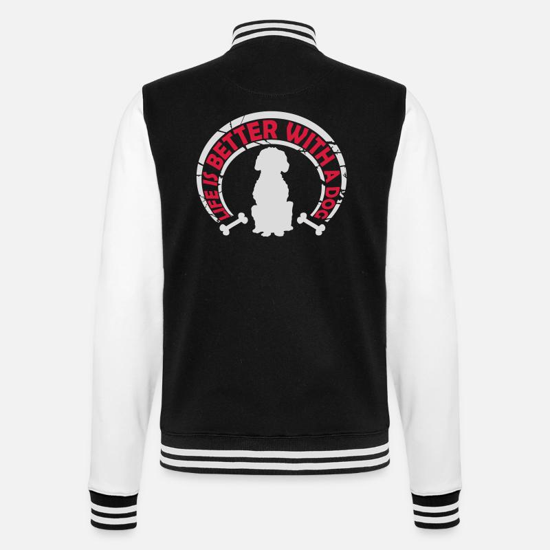 better with a dog - College Sweat Jacket - black/white