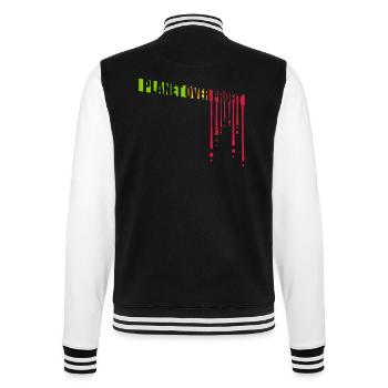 planet over profit Zitat - College-Sweatjacke - Schwarz/Weiß - Hinten - Marisol (170cm)