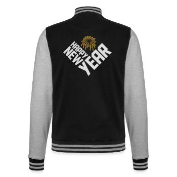 happy new year Zitat - College-Sweatjacke - Schwarz/Grau meliert - Hinten - Marisol (170cm)