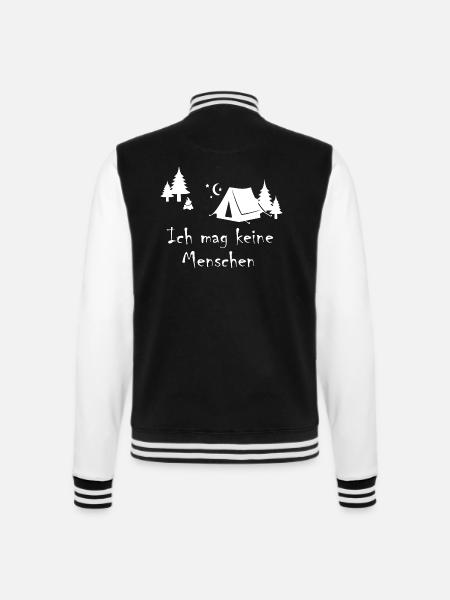Zelten Ich mag keine Menschen und gehe Zelten - College-Sweatjacke - Schwarz/Weiß