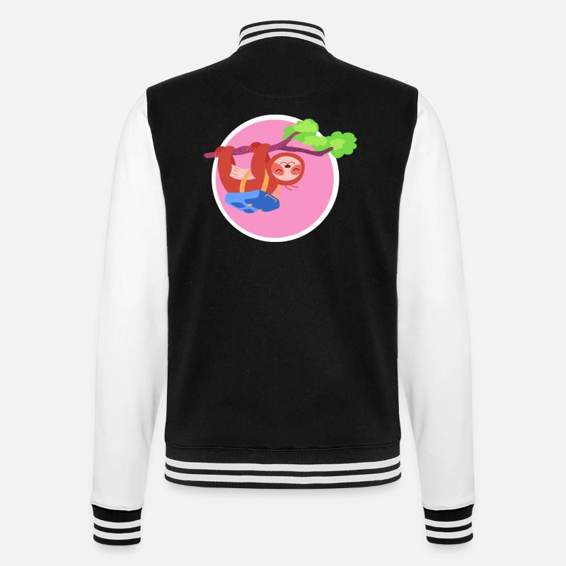 Faultier rosa - College-Sweatjacke - Schwarz/Weiß