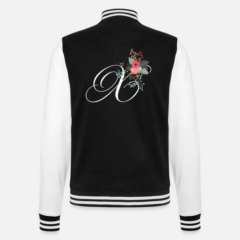Lettre x fleuris - Veste Teddy - noir/blanc
