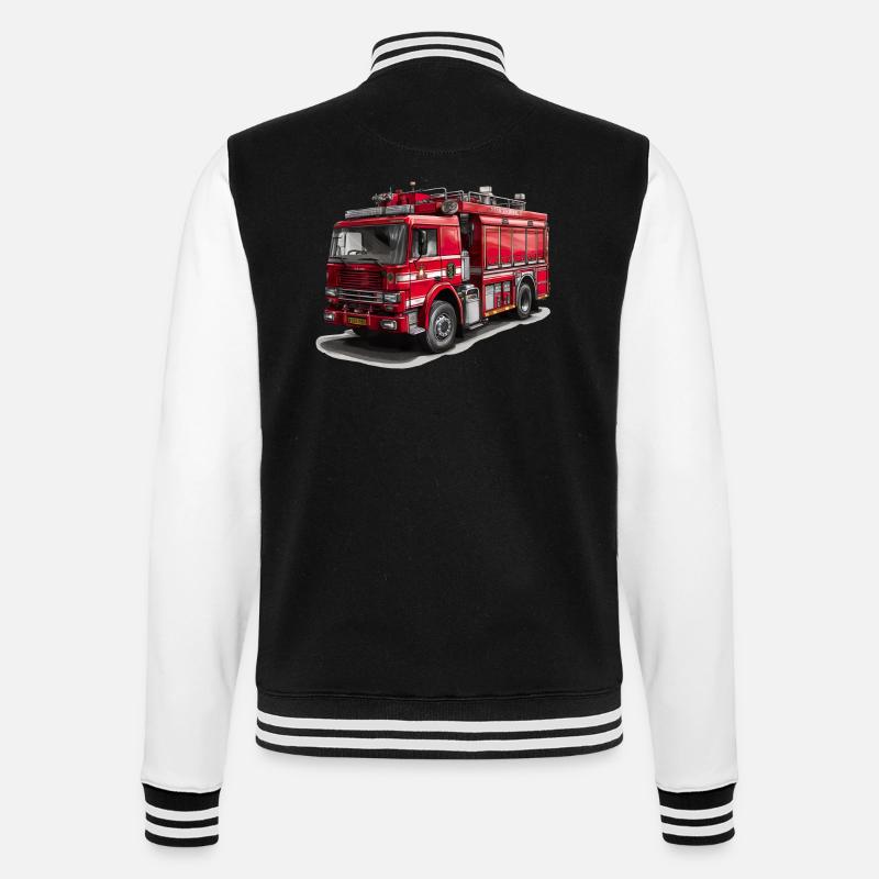 Mit dem Feuerwehrauto Brände bekämpfen - College-Sweatjacke - Schwarz/Weiß