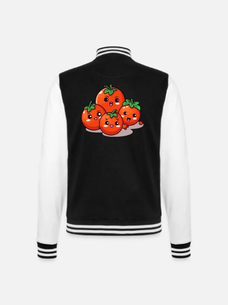 Kawaii tomato family - College Sweat Jacket - black/white