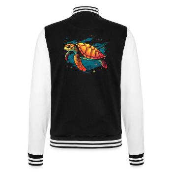 Sea Turtle in the Sea, Love Turtles - College Sweat Jacket - black/white - Back - Marisol (170cm)