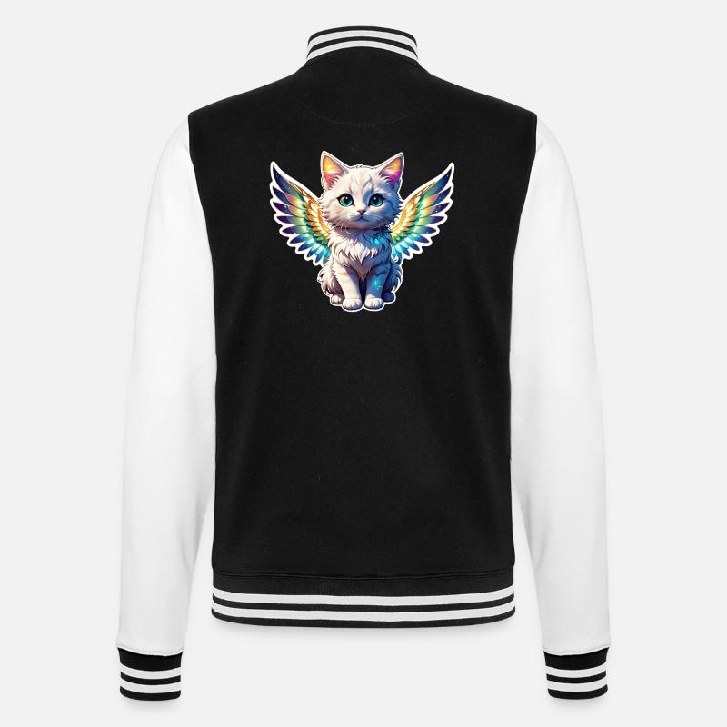 Cat with Wings - College Sweat Jacket - black/white