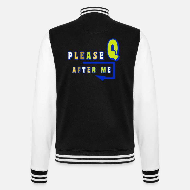 Please queue - College Sweat Jacket - black/white