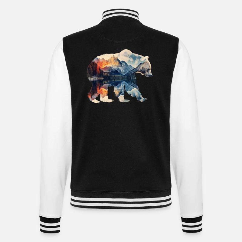 Double-exposure bear - College Sweat Jacket - black/white