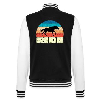 Coucher de soleil vintage avec cheval noir - Veste Teddy - noir/blanc - Dos - Marisol (170cm)