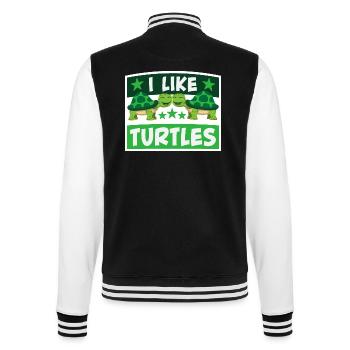 Ich mag Schildkröten süße Schildkröte Liebe Schildkröte Liebhaber - College-Sweatjacke - Schwarz/Weiß - Hinten - Marisol (170cm)