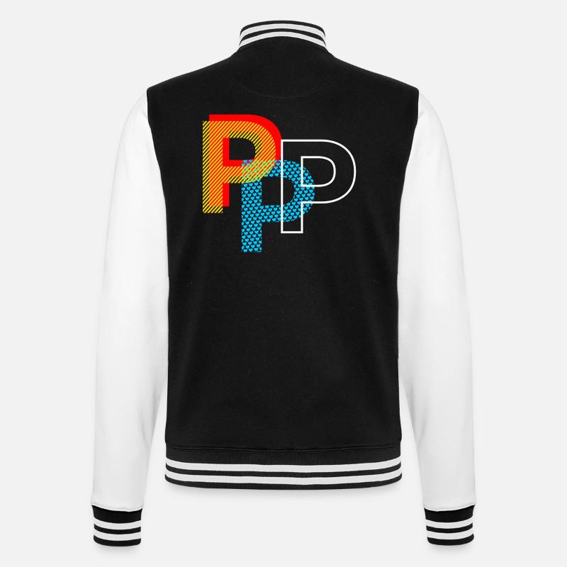 Buchstabe P - College-Sweatjacke - Schwarz/Weiß