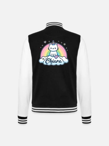 Chiara Name Vorname Einhornkatze - College-Sweatjacke - Schwarz/Weiß